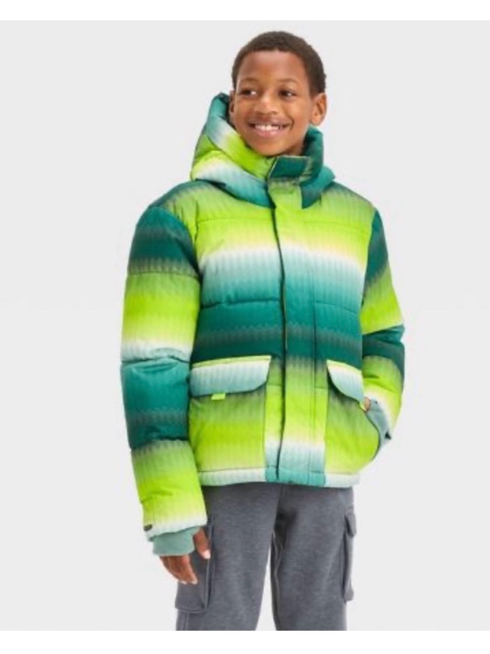 all in motion Green Ombre Hooded Puffer Jacket for Kids